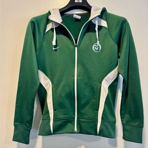 Nike Women's Colorado State University Green and White Zip-Up